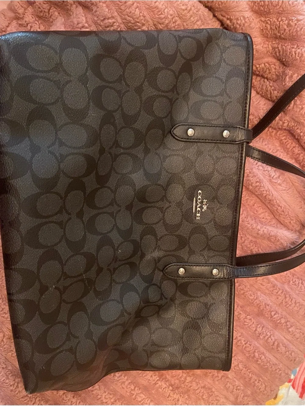 Coach Black Signature Monogram Tote